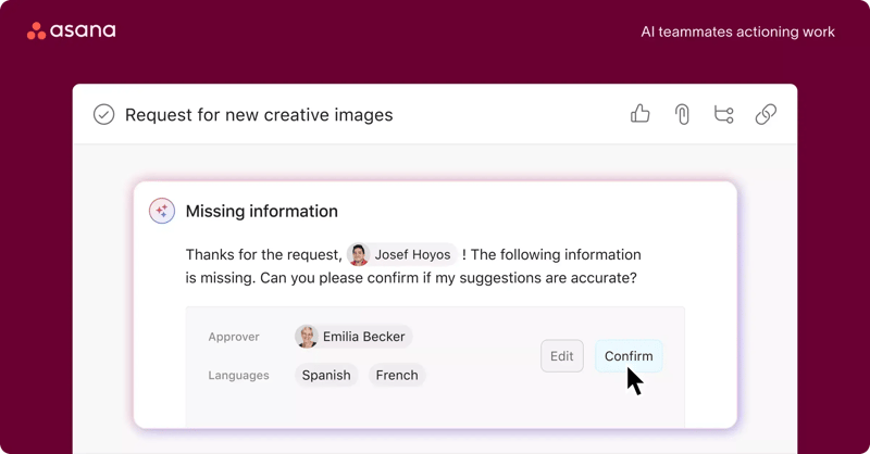 Sample agent from Asana AI Teammates